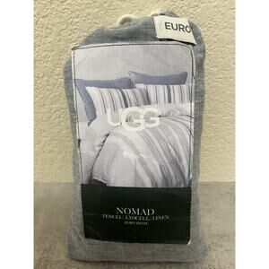 UGG Nomad Linen Euro Pillow Sham Light Gray/Dark Denim Tencel Blend 1pc